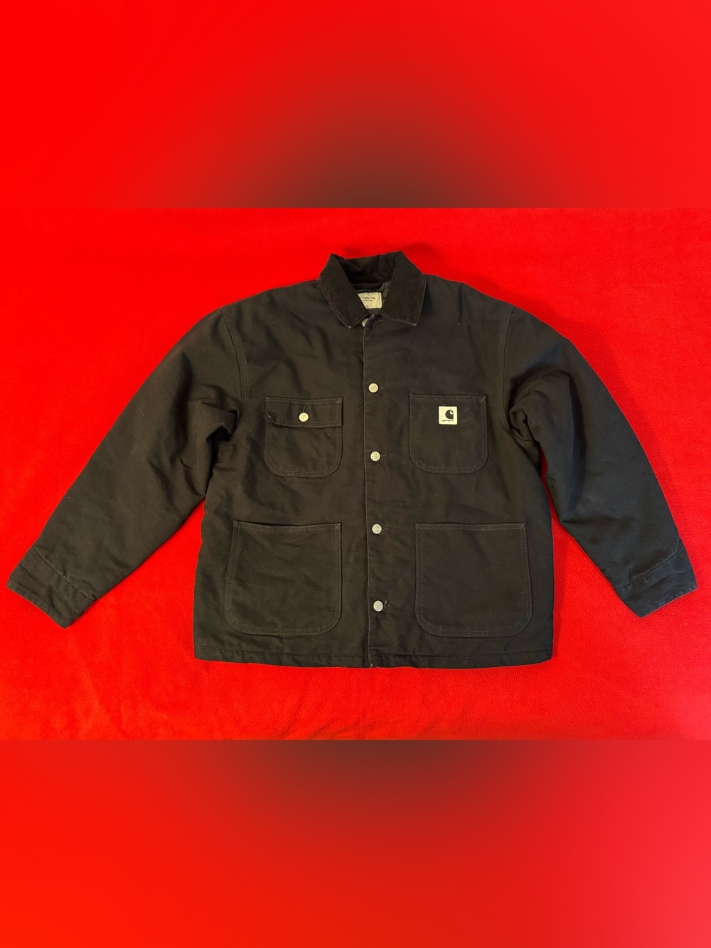 Carhartt W” OG Michigan Coat Quilted Lined Chore Duck Black Jacket Men’s Size M